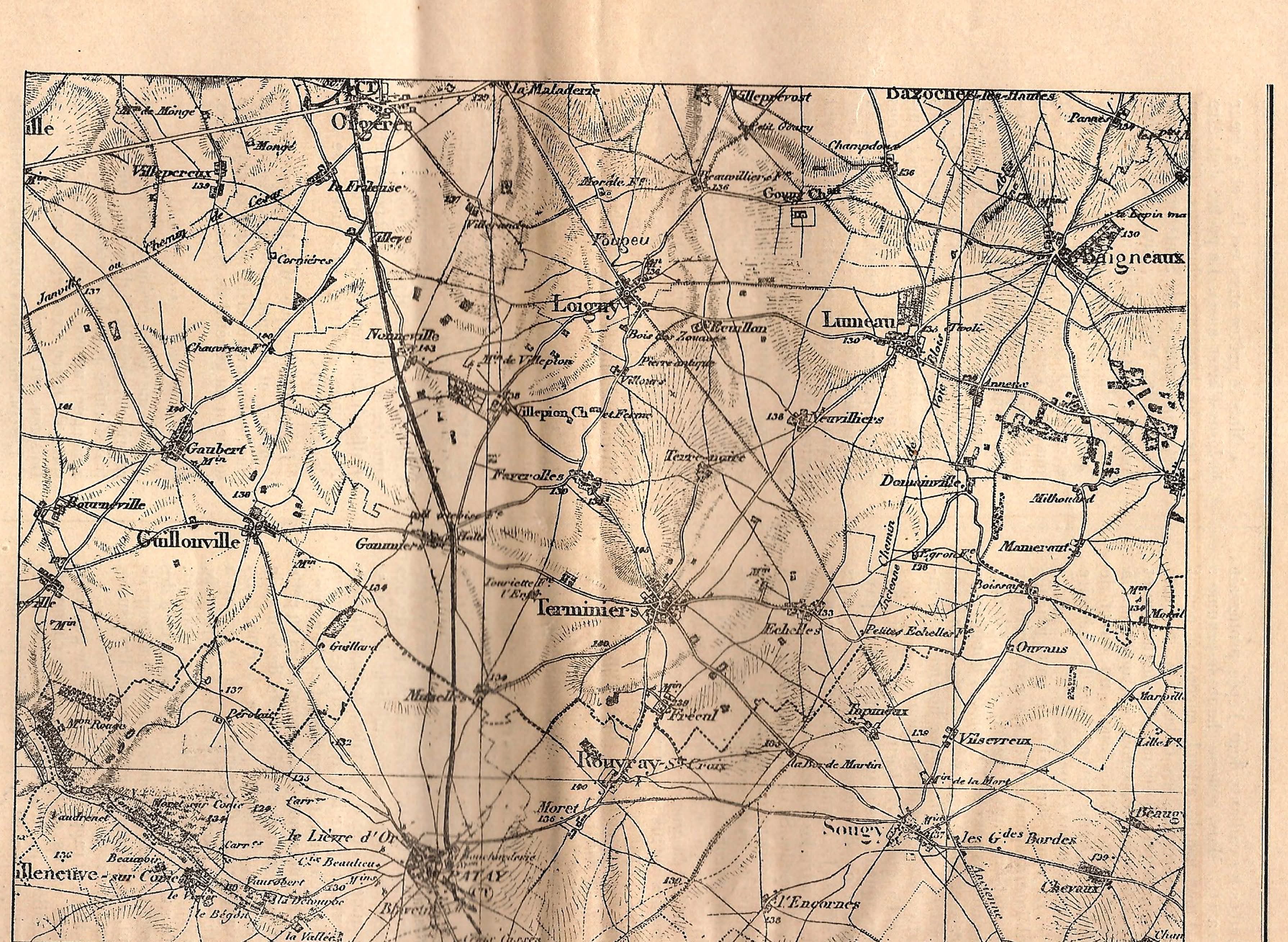 Carte d'État-major du champ de bataille de Loigny, 1870