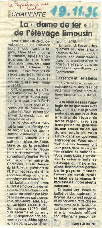 Le Populaire du Centre - Dame de fer de l'élevage limousin
